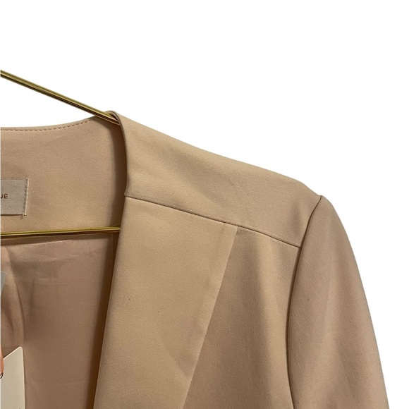 Skies Are Blue Beige Ruched 3/4 Sleeve Open Front Blazer Jacket Large NEW - Picture 2 of 6